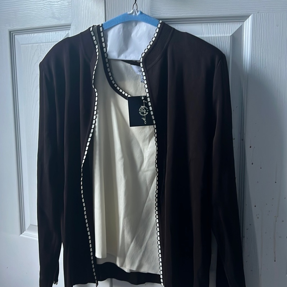 Large Ming Wang Two Piece Cardigan Set